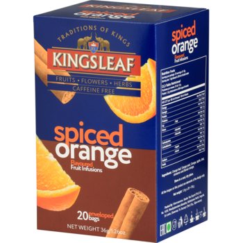 Kingsleaf SPICED ORANGE herbata owocowa POMARAŃCZA CYNAMON JABŁKO napar bez kofeiny saszetki - 20 x 1,8 g - Inna marka