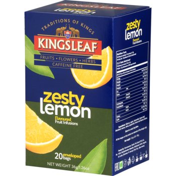 Kingsleaf ZESTY LEMON herbata owocowa CYTRYNA RUMIANEK MIĘTA napar bez kofeiny saszetki - 20 x 1,8 g - Inna marka