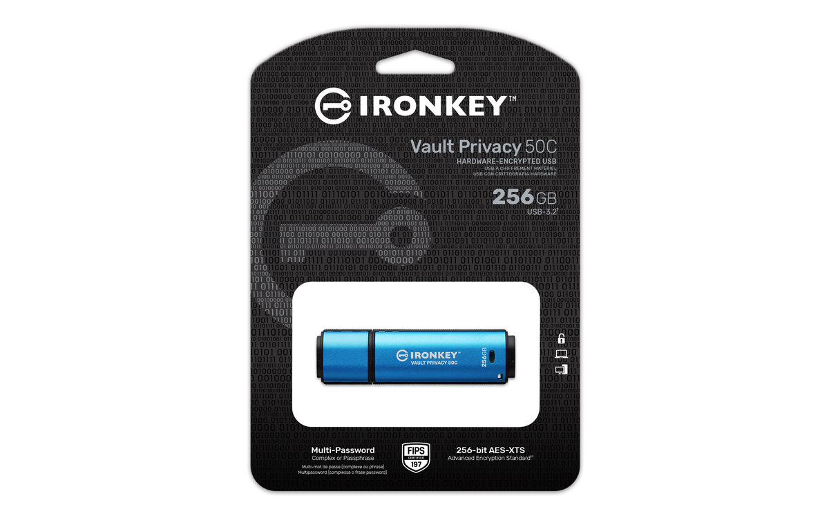 Kingston 256GB USB C IronKey Vault Privacy 50C AES 256 Encrypted FIPS 197 Kingston Sklep