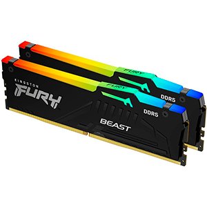 Kingston Fury Beast DDR5 RGB 64 GB (2x32 GB) 5200 MT/s DDR5 CL40 DIMM Zestaw 2 pamięci do gier stacjonarnych - KF552C40BBAK2-64 - Kingston