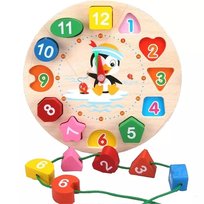 KingSzop Kreatywny Edukacyjny Zegar Sorter Sensoryczny Montessori Drewniany Nauka Godzin