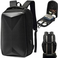 KingSzop Pojemny Elegencki Wzmocniony Plecak Na Laptopa  Wodoodporny Czarny Ochronny 15,6” Usb 35L