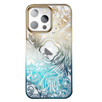 Kingxbar Phoenix Series luksusowe etui z Kryształami Swarovskiego na iPhone 13 Pro Max złoto-niebieski (Reborn) - Kingxbar