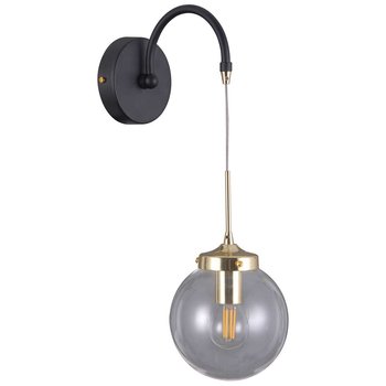 Kinkiet LAMPA ścienna DOMENICO WL-43232-1 Italux metalowa OPRAWA industrialna szklana kula ball czarna złota przezroczysta - ITALUX