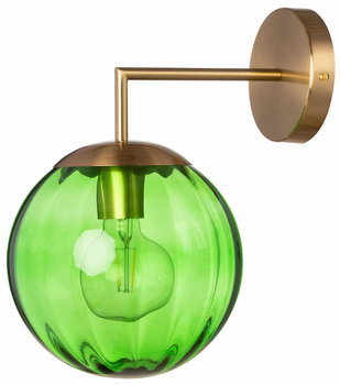 Kinkiet metalowy złoty Pandora szklana kula zielona - Ledigo