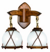 Kinkiet Ścienny Drewniany Led Vintage z Białym Kloszem 2xe27 Retro Antyk 2-024/b