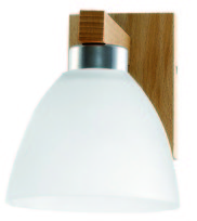 Kinkiet Ścienny Łazienkowy Drewiany Led Biały Klosz 1xe27 Melania Sosna 10-543