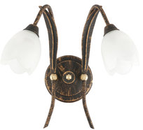 Kinkiet Ścienny Łazienkowy Nad Lustro Retro Biały Klosz Stare Złoto 2xe14 Markos Latte 10-734