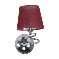Kinkiet Ścienny Led do Sypialni Glamour Chrom Czerwony Abażur 1xe27 Queen Red Ii 12-693