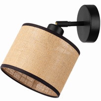 KINKIET ścienny RUSTYKALNY mini ABAŻUR JUTA beżowy czarny