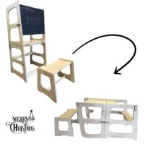 KITCHEN HELPER 4w1 dla dzieci do jedzenia zabawy POMOCNIK KUCHENNY solidny BASIC SOSNA