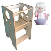 KITCHEN HELPER pomocnik kuchenny dziecięcy 1+ regulowany MDF naturalny do kuchni SOLIDNY