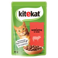 Kitekat z Wołowiną w Sosie Saszetka 85g Mokra Karma Dla Dorosłych Kotów