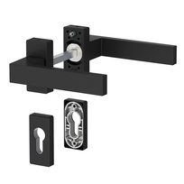 Klamka do drzwi DUBLIN  krótki szyld + komplet rozet  RAL 9005 mat / czarna trzpień 128 mm