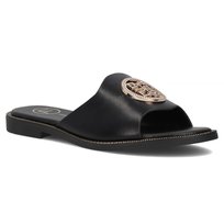 Klapki damskie czarne z złotymi dodatkami Filippo DK6908/25 płaskie-40 FILIPPO