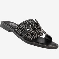 Klapki Damskie Ekoskóra Buty Z Cyrkoniami Płaski Obcas Czarne Filippo DK6973/25BK Czarny 37 FILIPPO