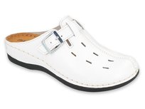 Klapki damskie medyczne z regulacją skórzane białe Inblu 06-4A-37