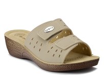 Klapki damskie na koturnie Inblu GL-52 medyczne beżowe na rzepy-40