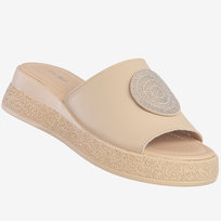Klapki Damskie Skórzane Buty Na Koturnie Wygodne Beżowe Filippo DK6987/25BE Beżowy 40 FILIPPO