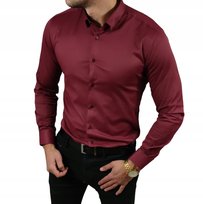 Klasyczna koszula slim fit bordowa elegancka ESP06 - XXL Espada