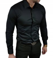 Klasyczna koszula slim fit czarna elegancka ESP06 - M Espada
