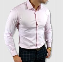 Klasyczna koszula slim fit różowa elegancka ESP06 - XL