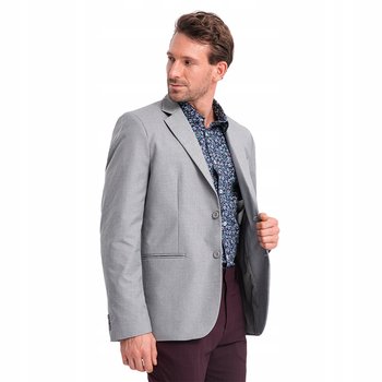 Klasyczna marynarka męska 80% poliester szara V1 OM-BLZB-0115 XXL - Ombre