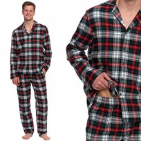 Klasyczna Piżama Męska W Kratę Bawełniana Flanela Długi Rękaw Moraj 2Xl Patt 1