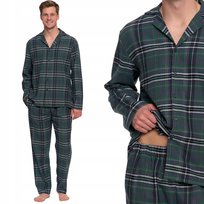 Klasyczna Piżama Męska W Kratę Bawełniana Flanela Długi Rękaw Moraj 3Xl Patt 1