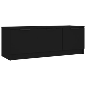 Klasyczna szafka TV, drewnopochodna, czarna, 102x3 / AAALOE - Zakito