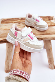 Klasyczne Dziecięce Buty Sportowe Biało-Różowe Marlin-19 - FR