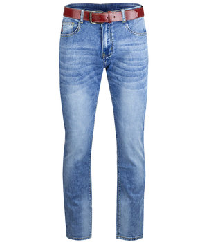 Klasyczne jeansy męskie spodnie z czerwonym paskiem-31 - Agrafka