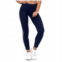 Klasyczne legginsy damskie z wysokim stanem GRANATOWE L/XL Moraj