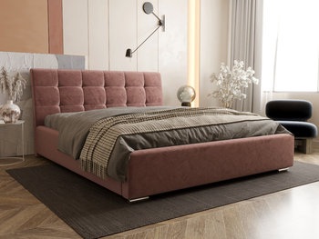 Klasyczne Łóżko 140×200 Tapicerowane Łoże + Pikowane Oparcie + Pojemnik + Stelaż Oslo/Meble Sypialnia - KM Meble