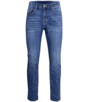 Klasyczne męskie spodnie granatowe jeansy z prostą nogawką-32 - Agrafka