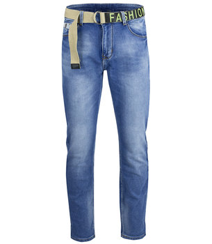 Klasyczne spodnie męskie jeansy z paskiem-33 - Agrafka