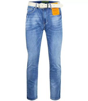 Klasyczne spodnie męskie jeansy z paskiem-38 - Agrafka