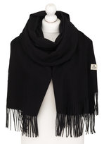 Klasyczny czarny szalik damski PETERSON duży szal z frędzlami jesień zima ciepły i miły w dotyku elegancki prezent