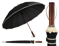 Klasyczny parasol rządowy czarny elegancki unisex PETERSON długa parasolka duża czasza stalowy trzon pudełko prezentowe
