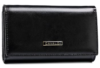 Klasyczny portfel damski portmonetka na suwak portfel na karty i dokumenty Cavaldi, czarny - 4U CAVALDI