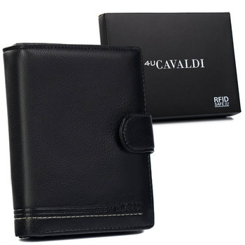 Klasyczny portfel meski z eleganckimi przeszyciami - 4U CAVALDI