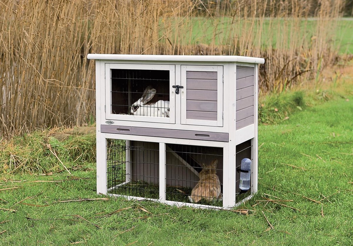 Фото - Клітка / будиночок для гризуна Trixie Klatka zewnętrzna dla gryzoni, 104 × 97 × 52 cm,szaro/biała 