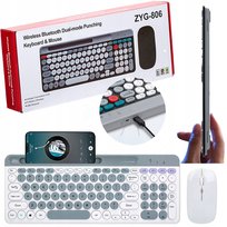 Klawiatura bezprzewodowa i mysz (806) WiFi + Bluetooth 3 urządzenia biała
