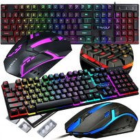 KLAWIATURA DLA GRACZY GAMINGOWA PODŚWIETLANA LED MYSZ MYSZKA ZESTAW