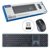 Klawiatura I Myszka Zestaw Bezprzewodowy Hama Wkm-550 Czarno-Szara
