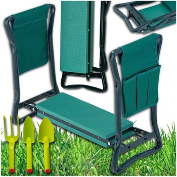 KLĘCZNIK OGRODOWY TABORET SKŁADANY WYGODNE KRZESŁO STOŁEK 3w1 2x PRZYBORNIK - Inny producent