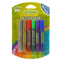 Klej Brokatowy Cricco 3D Metalik 10G, 6 Kolorów, Blister