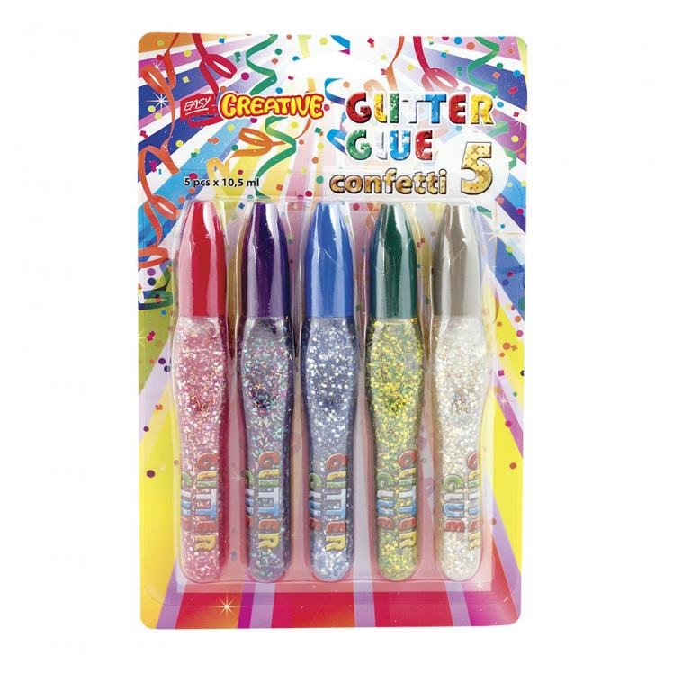 Klej brokatowy Glitter Glue Confetti, 5 kolorów Easy Sklep