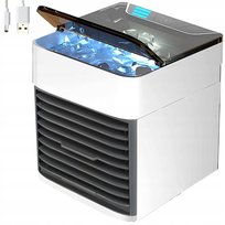 KLIMATOR PRZENOŚNY BIURKOWY WIATRAK NA WODĘ i LÓD 3W1 WENTYLATOR LED USB