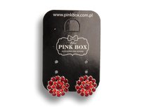 Klipsy do uszu srebrne z czerwonymi cyrkoniami PINK BOX